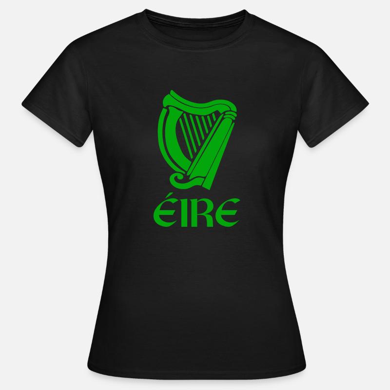 St Patricks Day Gaelic Saying Eire With Harp - Women's T-Shirt - black