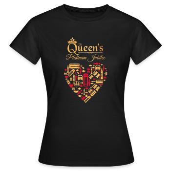 British Queen Platinum Jubilee 70 Years - Women's T-Shirt - black - Front - AI Model Female 172 dark (172cm)