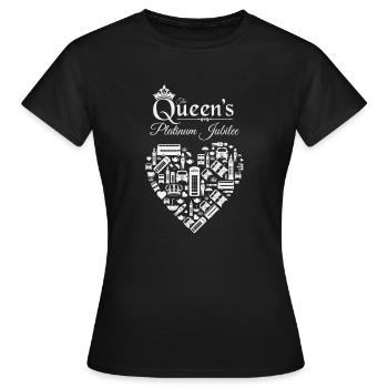 British Queen Elizabeth II Platinum Jubilee - Women's T-Shirt - black - Front - AI Model Female 172 dark (172cm)