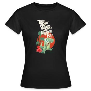 Ukulele trex - Frauen T-Shirt - Schwarz - Vorne - AI Model Female 172 dark (172cm)