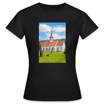 Eid kirke (Eid-Kirche) in Nordfjordeid Norwegen - Frauen T-Shirt - Schwarz - Vorne - AI Model Female 172 dark (172cm)