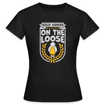goose on the loose - Women's T-Shirt - black - Front - AI Model Female 172 dark (172cm)