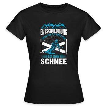 Ski Skifahrer Es gab Schnee Skipiste - Frauen T-Shirt - Schwarz - Vorne - AI Model Female 172 dark (172cm)