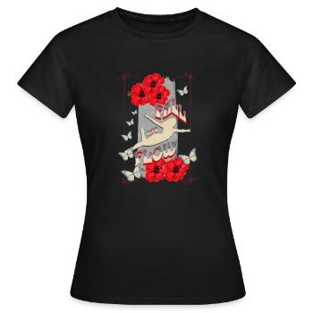 Fall into Flow, Dance Design, Vintage, Retro - Frauen T-Shirt - Schwarz - Vorne - AI Model Female 172 dark (172cm)
