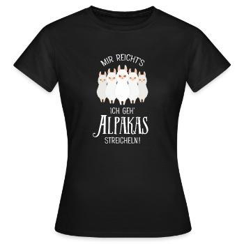 Mir Reichts Ich Geh Alpakas Streicheln - Frauen T-Shirt - Schwarz - Vorne - AI Model Female 172 dark (172cm)
