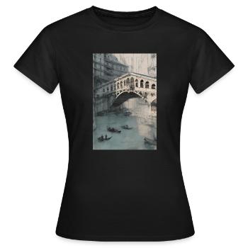 Le pont du Rialto à Venise - T-shirt Femme - noir - Devant - AI Model Female 172 dark (172cm)