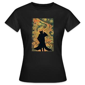 Detektiv Freddy die Katze Poster - Frauen T-Shirt - Schwarz - Vorne - AI Model Female 172 dark (172cm)