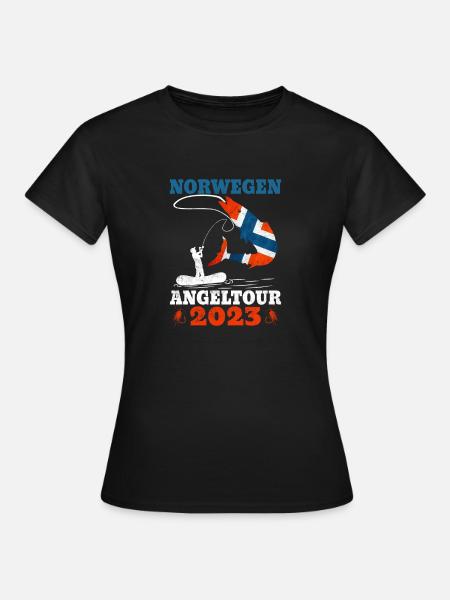 Norwegen Angeltour 2023 Heilbutt - Frauen T-Shirt - Schwarz