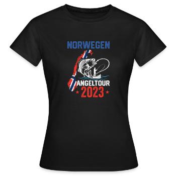 Norwegen Angeltour 2023 Hochseeangeln - Frauen T-Shirt - Schwarz - Vorne - AI Model Female 172 dark (172cm)