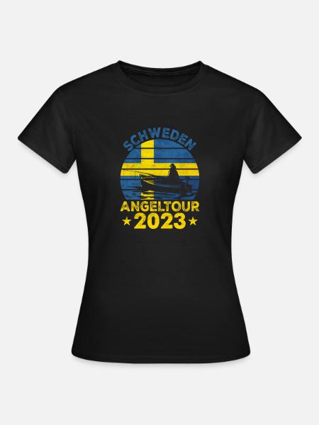 Schweden Angeltour 2022 Angeln in Schweden - Frauen T-Shirt - Schwarz