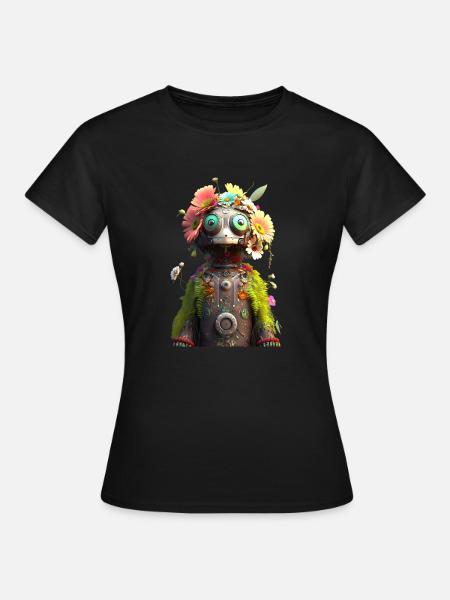 Flower Power Robot - T-shirt Femme - noir