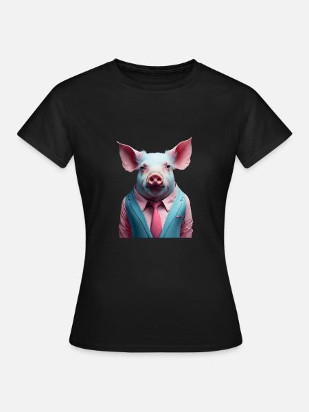 Modischen Schwein - Frauen T-Shirt - Schwarz