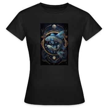 Sternzeichen Fische - Frauen T-Shirt - Schwarz - Vorne - AI Model Female 172 dark (172cm)