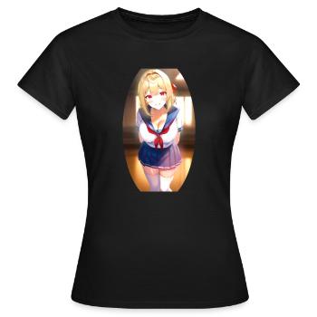 Écolière Senpai - T-shirt Femme - noir - Devant - AI Model Female 172 dark (172cm)