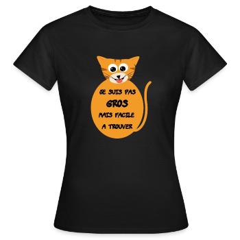 Chat enrobé mignon - T-shirt Femme - noir - Devant - AI Model Female 172 dark (172cm)