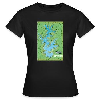 Carte rétro du lac Norman Caroline du Sud - T-shirt Femme - noir - Devant - AI Model Female 172 dark (172cm)