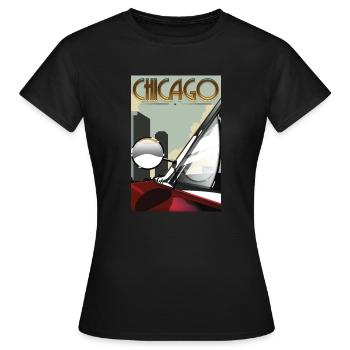 Affiche Chicago Car Travel - T-shirt Femme - noir - Devant - AI Model Female 172 dark (172cm)