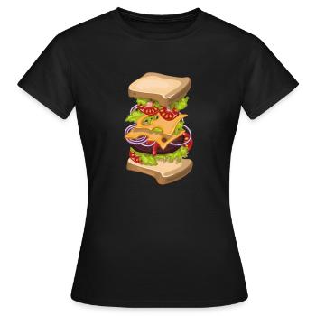 Großer Cheeseburger - Frauen T-Shirt - Schwarz - Vorne - AI Model Female 172 dark (172cm)