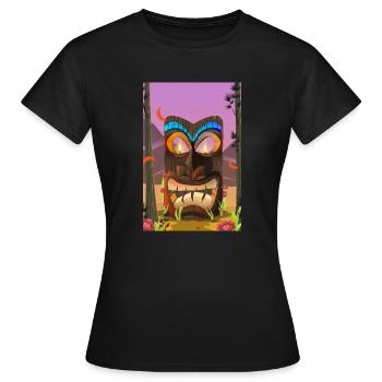Masque Tiki - T-shirt Femme - noir - Devant - AI Model Female 172 dark (172cm)