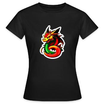Drache - Frauen T-Shirt - Schwarz - Vorne - AI Model Female 172 dark (172cm)