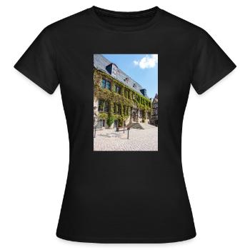 Rathaus Quedlinburg Sachsen-Anhalt - Frauen T-Shirt - Schwarz - Vorne - AI Model Female 172 dark (172cm)