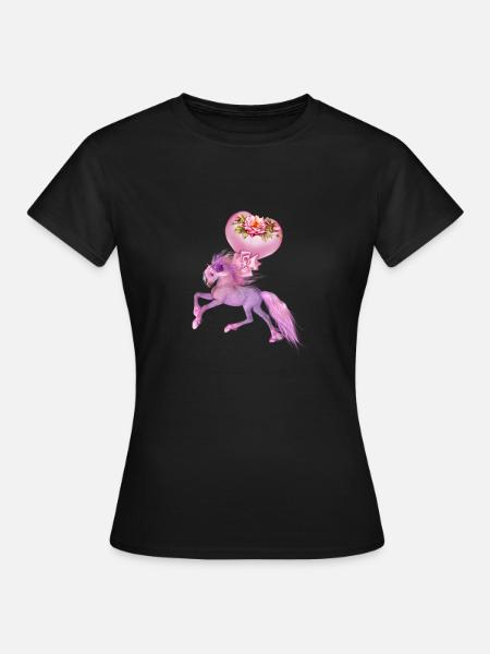 Wunderschönes Fantasy-Fohlen mit Herzen. - Frauen T-Shirt - Schwarz
