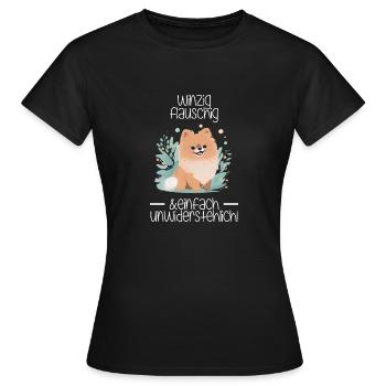 Zwergspitz: Winzig Flauschig und Unwiderstehlich - Frauen T-Shirt - Schwarz - Vorne - AI Model Female 172 dark (172cm)