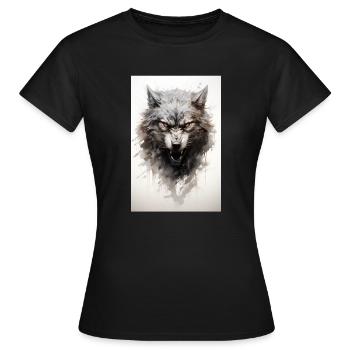 Un loup gris en colère avec des éléments graphiques - T-shirt Femme - noir - Devant - AI Model Female 172 dark (172cm)