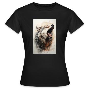 Bozkurt - loup gris - T-shirt Femme - noir - Devant - AI Model Female 172 dark (172cm)