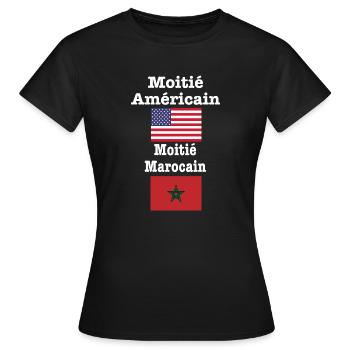 Moitié Américain moitié Marocain - T-shirt Femme - noir - Devant - AI Model Female 172 dark (172cm)