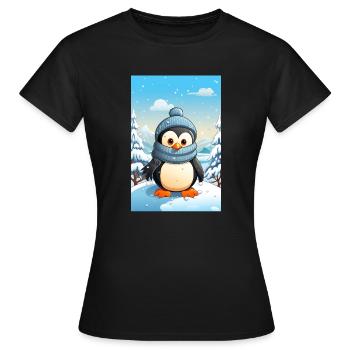 Pinguin im Winterwonderland - Frauen T-Shirt - Schwarz - Vorne - AI Model Female 172 dark (172cm)