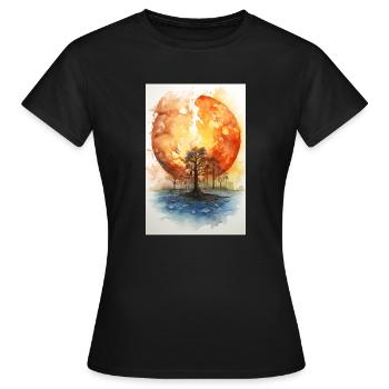 Klimawandel Stil Aquarell Umweltschutz - Frauen T-Shirt - Schwarz - Vorne - AI Model Female 172 dark (172cm)
