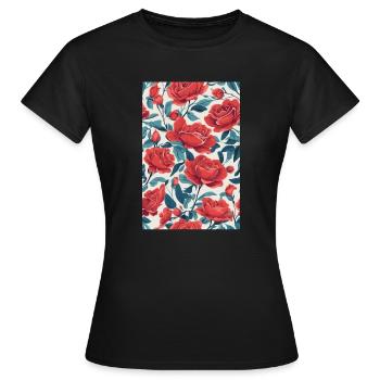 Roses rouges - T-shirt Femme - noir - Devant - AI Model Female 172 dark (172cm)