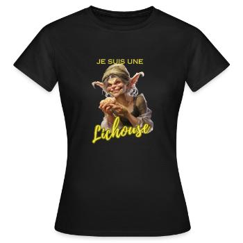 La Lichouse - T-shirt Femme - noir - Devant - AI Model Female 172 dark (172cm)