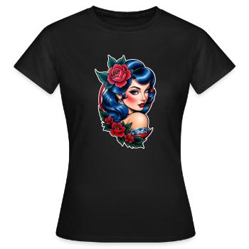 Rockabilly / Pin-up / Années 50 - T-shirt Femme - noir - Devant - AI Model Female 172 dark (172cm)