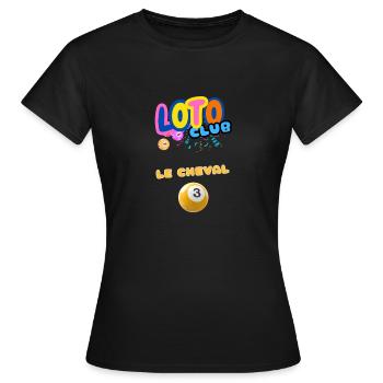 LOTO - BINGO - 3 - LE CHEVAL DE TROIE - T-shirt Femme - noir - Devant - AI Model Female 172 dark (172cm)