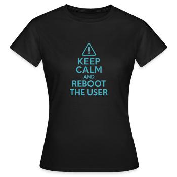 Ruhe bewahren und den Benutzer neu starten – lustiges IT-Shirt - Frauen T-Shirt - Schwarz - Vorne - AI Model Female 172 dark (172cm)