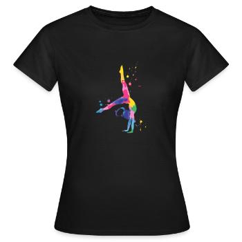 Gymnastique Coloré et puissant - T-shirt Femme - noir - Devant - AI Model Female 172 dark (172cm)