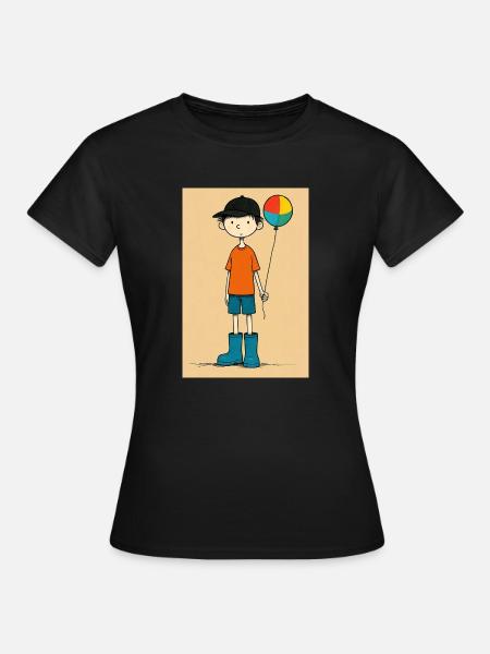 Kleiner Junge spielt Ball - Frauen T-Shirt - Schwarz