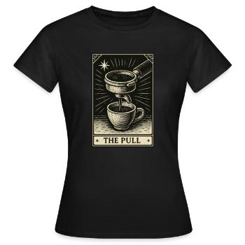 Tarot für Kaffeeliebhaber – Der Sog - Frauen T-Shirt - Schwarz - Vorne - AI Model Female 172 dark (172cm)