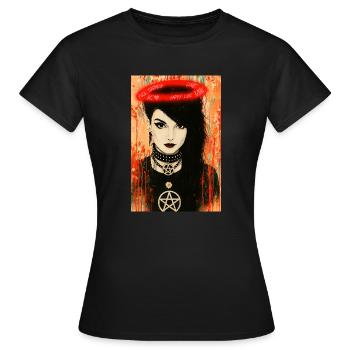 Ange gothique auréole Femme omikly anarchie rock - T-shirt Femme - noir - Devant - AI Model Female 172 dark (172cm)