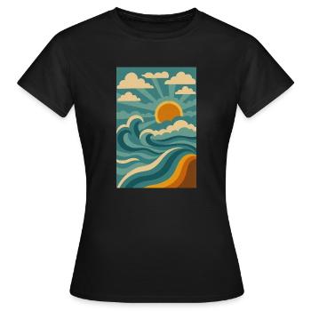 Wellen der Nostalgie - Frauen T-Shirt - Schwarz - Vorne - AI Model Female 172 dark (172cm)
