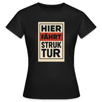 Hier fährt Struktur 1930er Plakat - Frauen T-Shirt - Schwarz - Vorne - AI Model Female 172 dark (172cm)