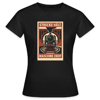 La voie ferrée retient les tractions de la machine - T-shirt Femme - noir - Devant - AI Model Female 172 dark (172cm)