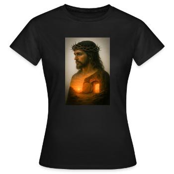 Risen Savior at Dawn - Women's T-Shirt - black - Front - AI Model Female 172 dark (172cm)