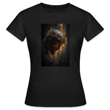 L’homme des douleurs – Couronné d’épines - T-shirt Femme - noir - Devant - AI Model Female 172 dark (172cm)