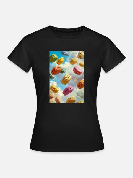 Bunte Macarons am Himmel - Frauen T-Shirt - Schwarz