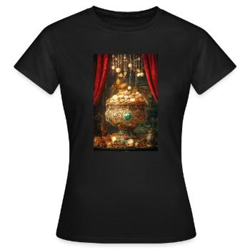 Königlicher Schatz quillt über - Frauen T-Shirt - Schwarz - Vorne - AI Model Female 172 dark (172cm)