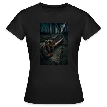 Rostiger Schlüssel zu vergessenen Geheimnissen - Frauen T-Shirt - Schwarz - Vorne - AI Model Female 172 dark (172cm)