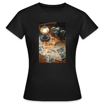 Des souvenirs vintage capturés dans le temps - T-shirt Femme - noir - Devant - AI Model Female 172 dark (172cm)